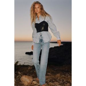 NWT Zara Hi Rise Wide Leg Full Length Jeans